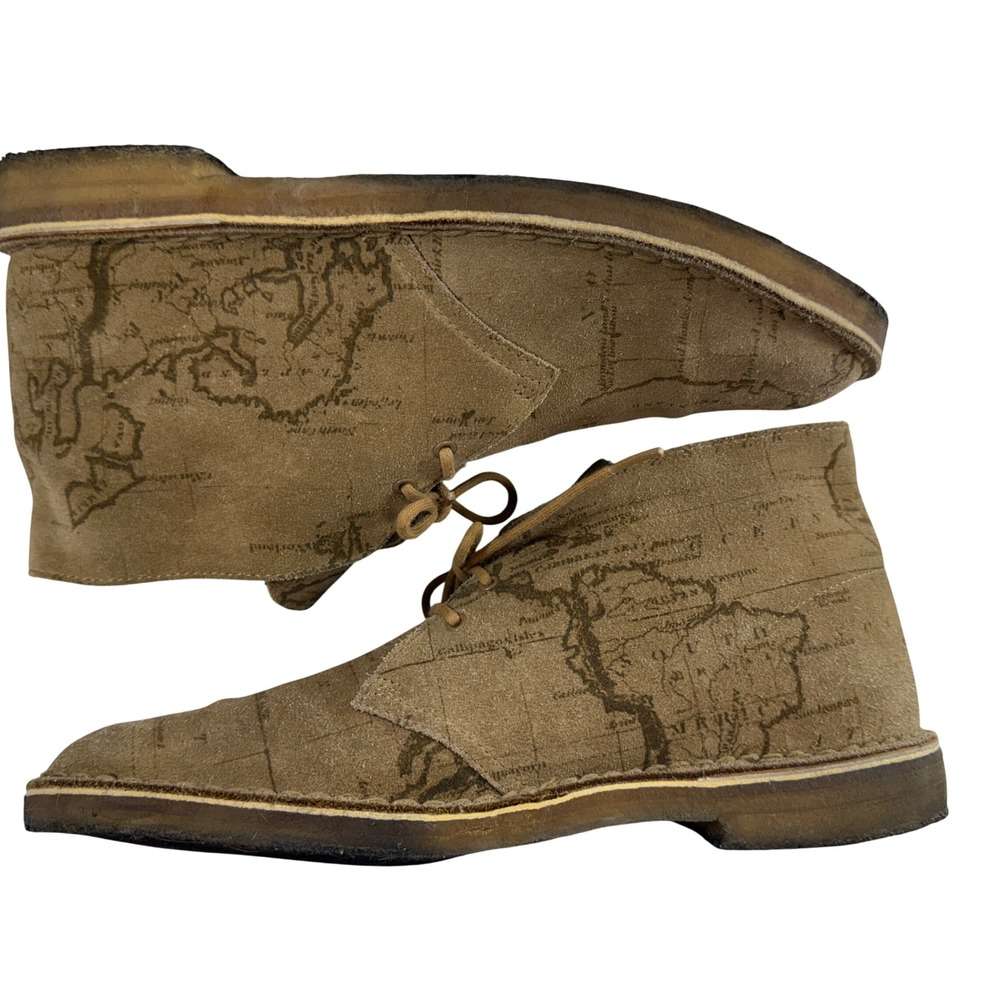 Supreme x Clarks Desert Chukka Boot Men Size 10.5 Tan Suede Map Print Crepe Sole - Picture 7 of 12